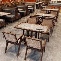 Ensemble de table et chaises de restaurant à thème d'Asie du Sud-Est, canapé mural, usage commercial, matériau PU, double assise