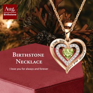 Collier Cœur en Argent Sterling 925 Plaqué Or Rose avec Péridot Simulé Pierre de Naissance d'Août, Pavé de Zirconiums Blancs, Bijou Fin Romantique - Product Image 2
