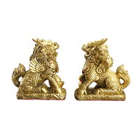 Paire d'ornements Kylin en cuivre, nouveau style chinois, motif dragon, artisanat en fonte attirant la richesse, décoration pour la maison et le bureau