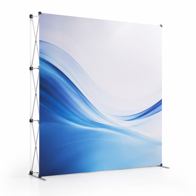 Aluminum Pop Up Banner Stand 3x3 3x4 Spring Clip Frame Fabric Backdrop Dye Sublimation Custom Print Trade Show Display