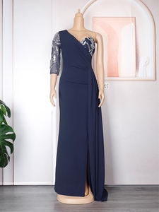 Abito da sposa africano con paillettes da sposa abito da <span class=keywords><strong>damigella</strong></span> da sposa abito da sposa nero per gli ospiti del ballo di fine anno - Product Image 6