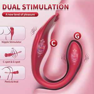 Vibradores para Parejas Rose, Masturbadores Femeninos, Estimulador de Punto G, Vibrador con Lengua, Tapón Anal Sexy, Recargable por USB - Product Image 4
