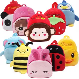 Mochila escolar para crianças, mochila de pelúcia de desenho animado mini animal para meninas