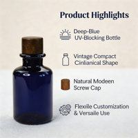 Botol Sampel Lotion dan Hydrosol Biru 100ml dan 150ml dengan Tutup Kayu