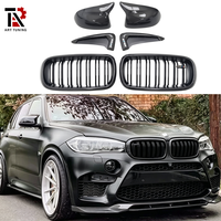 Grille supérieure avant en fibre de carbone pour BMW X5M F85, X5 F15, X6 F16, X6M F86, cadre de calandre avant, coques de rétroviseurs, garnitures de couvercles d'aération