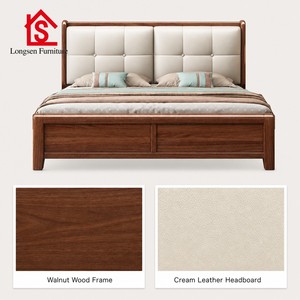 Queen Leather Soft Bed, Adjustable Bed Frame Storage <strong>Drawers</strong>, Black Walnut Wood Eco Friendly Foldable, 150x200cm and 180x200cm - Product Image 6
