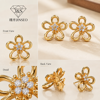 925 Sterling Silber Durchbrochene Blumen-Ohrstecker, OEM-fertig, Rhodium- und Silberbeschichtet, Minimalistisch für Großhandelsprojekte