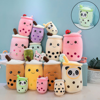 Mignon doux bulle Boba lait thé tasse en forme d'oreiller fraise Anime peluche jouet PP perle tasse forme oreiller jouet en peluche