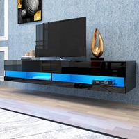 Meuble TV mural flottant avec tiroir, console de divertissement, éclairage LED suspendu, meuble TV Schrank