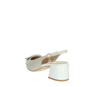 Donna Slingback GD269 Nero Beige <b>Pumps</b> With Block Heel And Ankle Strap - Product Image 2
