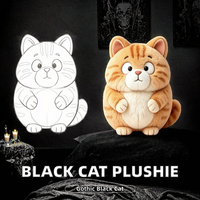 Peluche Gothique Chat Noir Papillon, Jouet en Peluche Doux avec Rembourrage en Coton PP, Cadeau pour Fans