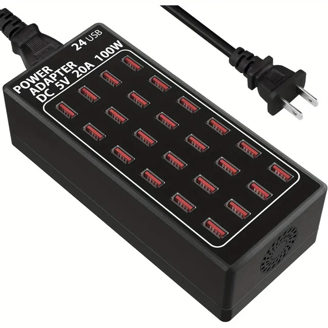 USB Charging Station, 100W/ 20A 24 Port Desktop Multiple Device Charger Station, Multi Ports Fast Phone Charging Station