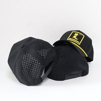 Casquette de golf pour homme de haute qualité OEM, noire, 5 panneaux, patch imprimé, broderie 3D, nylon imperméable, casquette de sport de plein air, casquette de baseball