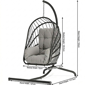 Fauteuil suspendu pliable d'extérieur avec support, en rotin PE <span class=keywords><strong>blanc</strong></span>, <span class=keywords><strong>chaise</strong></span> balançoire de luxe pour patio, mobilier de salon toutes saisons pour hôtel - Product Image 2