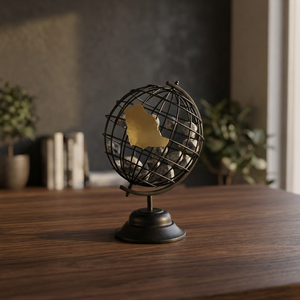 Handmade Eco-Friendly Durable Art Deco <b>Rotating</b> Wire <b>Desk</b> Globe Saudi Arabia Map Black Powder Coated Iron Brushed Graduation - Product Image 2