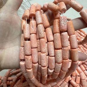 Nhuộm San Hô Màu Hồng Thiên Thần Da Đào San Hô Mịn Ống Hình Dạng Tự Nhiên Lỏng Hạt - Product Image 1