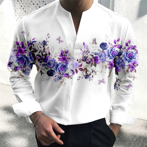 <span class=keywords><strong>Chemise</strong></span> <span class=keywords><strong>homme</strong></span> RNSHANGER, imprimés floraux, <span class=keywords><strong>col</strong></span> <span class=keywords><strong>en</strong></span> <span class=keywords><strong>V</strong></span>, manches longues, <span class=keywords><strong>v</strong></span>êtements imprimés pour extérieur et rue, <span class=keywords><strong>chemise</strong></span> tendance et confortable. - Product Image 3