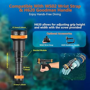 Đèn pin lặn ORCATORCH ZD710 MK2 2700-Lumen, góc chiếu sáng có thể điều chỉnh, chống nước 150 mét, chụp ảnh dưới nước - Product Image 5