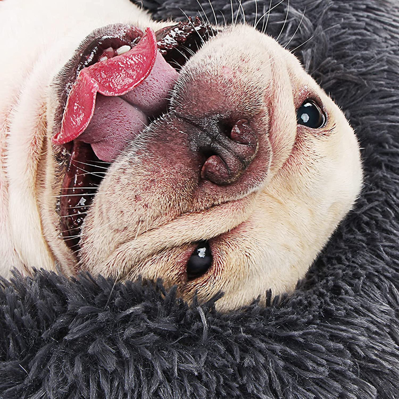 wholesale anti anxiety soft luxury washable round designer fluffy donut dog cat pet bed