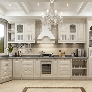 Mobile da <span class=keywords><strong>Cucina</strong></span> Bianco Piccolo in Laminato Design Moderno di Lusso Beige in Libano - Product Image 1