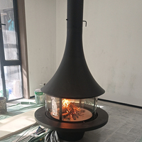 Cheminées intérieures en bois modernes pour la maison 360 °   Verre résistant aux hautes températures, montage au plafond suspendu, rotation libre, 1000 mm