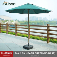 Parasol d'extérieur en tissu polyester avec inclinaison et structure moderne, sans base, pour café, véranda et usage en vacances