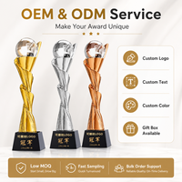 Trophée en résine personnalisé avec logo gravé, sphère de cristal transparente, forme torsadée, pour récompenses sportives et professionnelles