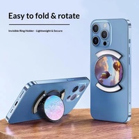 Anneau de bureau magnétique pliable multifonctionnel en ABS avec fixation adhésive 360° °   Support de téléphone portable et tablette pliable