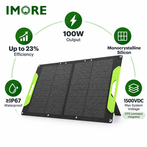 Panel Solar Monocristalino Plegable de 100W, ETFE IP67, Ligero, Plegable en 2, para Camping, Senderismo, Viajes y Estaciones de Energía Portátiles - Product Image 1