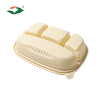 Boîte bento jetable à 4 compartiments en amidon de maïs 1000 ml, biodégradable, écologique, sans BPA, micro-ondable, pour plats à emporter