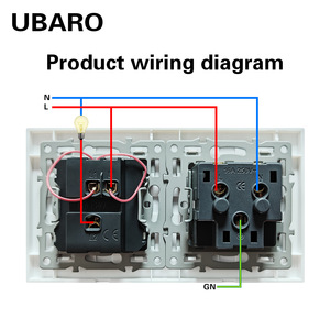 Ubaro Rocker Switch And Eu <b>Socket</b> 153*82*35mm Tempered Glass Panel <b>Single</b> Live Wire Control - Product Image 3