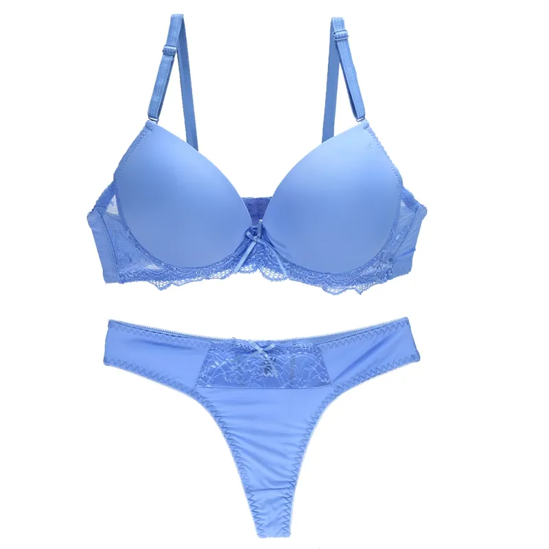 YCH hot cross-border reggiseno perizoma in pizzo set plain glossy plus size set di biancheria intima da donna