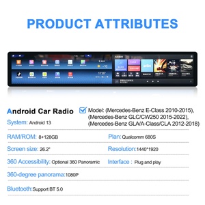 หน้าจอสัมผัสขนาด 26.2 นิ้ว สำหรับอัพเกรดรถยนต์เบนซ์ C W205 GLC GLA CLA และ E Class พร้อมระบบนำทาง GPS, DSP, มัลติมีเดียอัตโนมัติ, Carplay และวิทยุ Android - Product Image 6