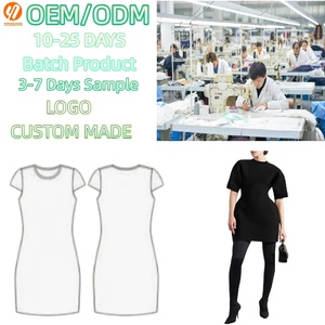 4795 <span class=keywords><strong>Elegante</strong></span> Abito a Tubino Nero per Ufficio e Serate, con Spacco e Maniche Corte, <span class=keywords><strong>Vestito</strong></span> Aderente Business Casual per Signore - Product Image 1