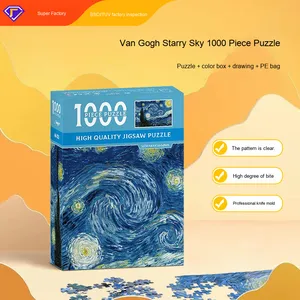 वैन गॉग परिदृश्य तेल चित्रकला जिगसॉ पहेली 1000 टुकड़ों को तनाव राहत और सीखने के लिए लकड़ी के कागज खिलौना - Product Image 3