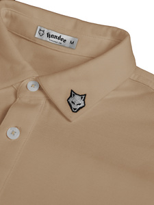 Men'<b>s</b> Beige Short Sleeve Cotton <b>Polo</b> <b>Shirt</b> Solid Color Casual Style Breathable Knitted Fabric Regular Fit Front Logo - Product Image 6