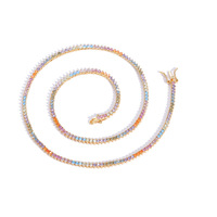 Chaîne tennis à trois griffes de 2 mm, superposée avec une chaîne de cou tendance, bijoux fantaisie