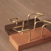 Porte-cartes de visite BECORA en laiton massif et bois de noyer, multifonctionnel, élégant, moderne, organisateur de bureau, pour réception, fait main