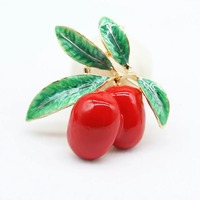 Vrouwen Mannen Fruit Legering Broche Sieraden Rood Groen Olijf Badge