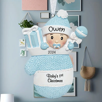 Ornement de Noël suspendu en résine de haute qualité, mini sapin de Noël, design sucette et gant de bébé, 4 couleurs