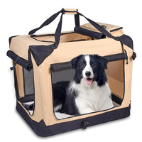 Cage de transport pliable et portable pour chiens et chats, grande capacité (plus de 7 kg), pour chiens de taille moyenne/grande, utilisable en extérieur, avec poignée de transport