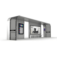 Abri de bus intelligent en acier inoxydable, auvent de bus de forme spéciale, construction urbaine