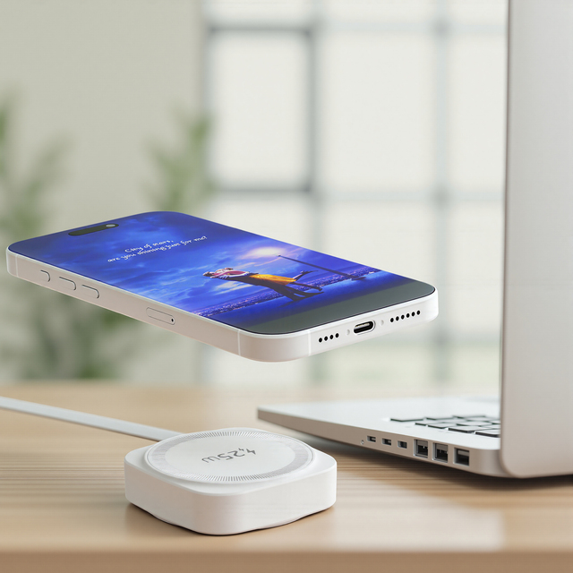 25W Magnetic Wireless Charger for 22 Compliant Fast Charging 360 Charging Retractable USB-C Cable Ultra-Thin Portable