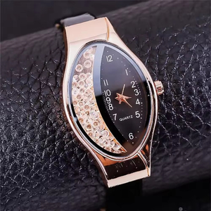 Women's Luxury Quartz <b>Watch</b> Rhinestone Square Stainless Steel Glass Window-Fashionable Earring <b>Necklace</b> Set Included - Product Image 6