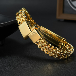 Chaîne Fashion Franco <span class=keywords><strong>Bracelet</strong></span> en acier inoxydable plaqué or 14 carats avec <span class=keywords><strong>signe</strong></span> d'<span class=keywords><strong>infini</strong></span> pour hommes - Product Image 3