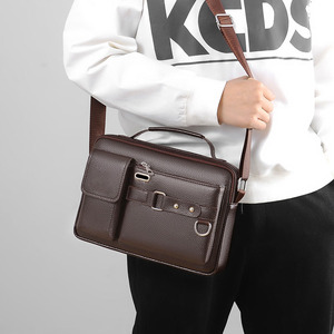Sac de messager horizontal d'affaires à la mode simple pour hommes sac à bandoulière décontracté multifonctionnel de luxe - Product Image 1