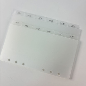 Lussuoso personalizzato <span class=keywords><strong>A5</strong></span> A6 antigraffio resistente e resistente flessibile Planner in plastica a foglia larga inserto con inserto Jan.-Dec. Divisori mensili - Product Image 3