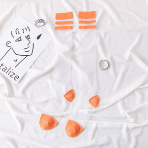 Оптовая продажа, высококачественные удобные полосатые женские прозрачные чулки из спандекса, носки до колена, черные, желтые, серо-зеленые - Product Image 4