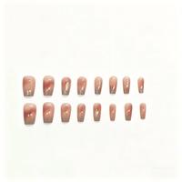 Uñas Postizas Personalizadas al por Mayor, Juego de 24 Uñas Postizas con Diseño Blush Aura, Reutilizables, Calidad de Salón