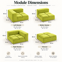 Modulares Hochdichte-Schaumstoffsofa, Flexibles Blockdesign, L-förmiges Gestepptes Würfelsofa mit Ottoman, Werksanpassung